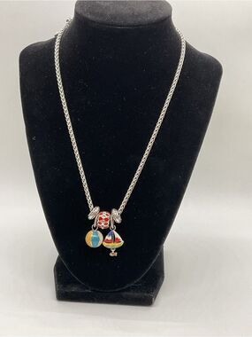 Brighton Silver Plated Chain Necklace with Colorful Enamel Beach Themed Charms